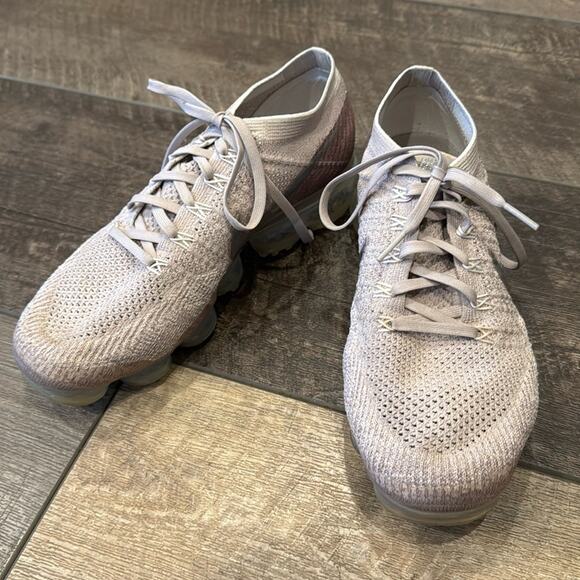 Nike Women's Air VaporMax String Flyknit Shoes Sunset Glow Taupe Grey Size 9.5 - Picture 2 of 12
